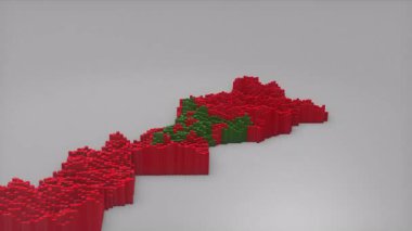 Fas ülke açılışı 3D çubuklarıyla haritayı oluşturan haber, siyasi olaylar, spor tanıtımları ve sunumlar için kullanışlı Dalgalanan Bayrak Tasarımı.