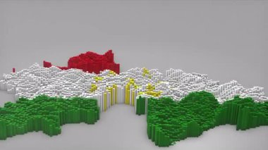 Tacikistan ülke açılışı 3d çubuklarla başlatılarak haber, siyasi olaylar, spor tanıtımları ve sunumlar için yararlı olan Dalgalı Bayrak Tasarımı ile harita oluşturuldu.