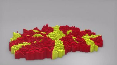 Makedonya ülke girişi, haber, siyasi olaylar, spor tanıtımları ve sunumlar için yararlı olan Dalgalı Bayrak Tasarımı ile haritayı oluşturan 3d çubuklarla başladı.