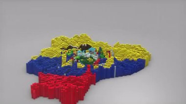 Ekvador ülke girişi 3d çubuklarıyla haritayı oluşturan Sallanan Bayrak Tasarımı ile haberler, siyasi olaylar, spor tanıtımları ve sunumlar için kullanışlı.