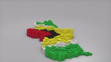 Guyana ülke açılışı 3d çubuklarıyla haritayı oluşturan haberler, siyasi olaylar, spor tanıtımları ve sunumlar için kullanışlı Waving Flag Design.