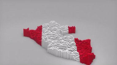 Haber, siyasi olaylar, spor tanıtımları ve sunumlar için kullanışlı Waving Flag Design ile haritayı oluşturan 3d çubuklu Peru ülke açıcı girişi.