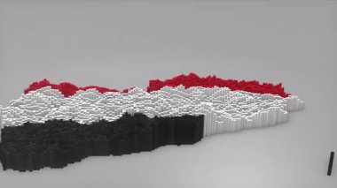 Yemen ülke açılışı 3d çubuklarıyla yeni bir harita oluşturdu. Waving Flag Design haber, politik olaylar, spor tanıtımları ve sunumlar için kullanışlı..