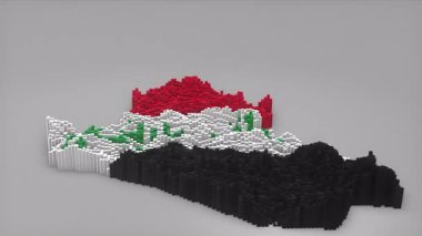 Irak ülke açılışı 3d çubuklarıyla haritayı oluşturan Waving Flag Design haber, siyasi olaylar, spor tanıtımları ve sunumlar için kullanışlı.