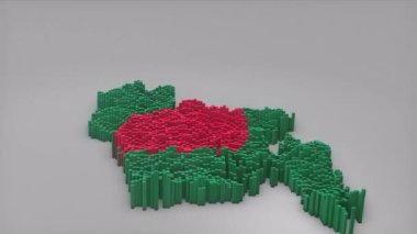Bangladeş ülke açılışı 3d çubuklarıyla haritayı oluşturan haberler, siyasi olaylar, spor tanıtımları ve sunumlar için kullanışlı Dalgalanan Bayrak Tasarımı.