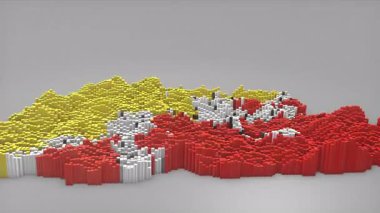 Bhutan ülke açılışı 3d çubuklarıyla haritayı oluşturan haberler, siyasi olaylar, spor tanıtımları ve sunumlar için yararlı olan Dalgalı Bayrak Tasarımı.
