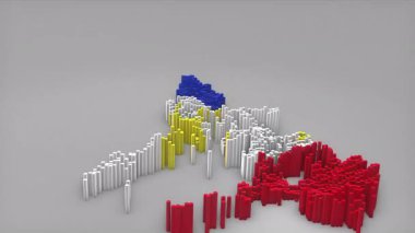 Filipinler ülke açılışı 3d çubuklarıyla yeni bir harita oluşturarak haber, politik olaylar, spor tanıtımları ve sunumlar için kullanışlı bir Bayrak Tasarımı oluşturdu.