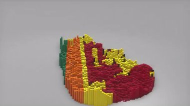 Sri Lanka ülke girişi 3d çubuklarıyla haritayı oluşturan Sallanan Bayrak Tasarımı ile haberler, siyasi olaylar, spor tanıtımları ve sunumlar için kullanışlı.