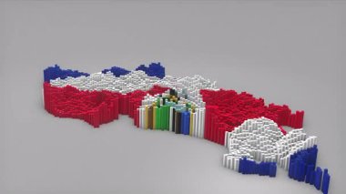 Kosta Rika ülke açılışı 3d çubuklarıyla haritayı oluşturan Waving Flag Design haber, siyasi olaylar, spor tanıtımları ve sunumlar için kullanışlı.