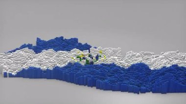 El Salvador ülke açılışı 3d çubuklarıyla haritayı oluşturan haberler, politik olaylar, spor tanıtımları ve sunumlar için kullanışlı Dalgalanan Bayrak Tasarımı.