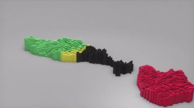 Saint Kitts ve Nevis ülke açılışı 3d çubuklarıyla haber, politik olaylar, spor tanıtımları ve sunumlar için kullanışlı olan Waving Flag Design ile haritayı oluşturuyor.