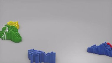 Komoros ülke açılışı 3d çubuklarıyla yeni bir harita oluşturdu. Haber, politik olaylar, spor tanıtımları ve sunumlar için kullanışlı olan Waving Flag Design.