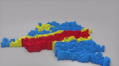 Demokratik Kongo Cumhuriyeti ülke açılışı 3d çubuklarıyla haber, siyasi olaylar, spor tanıtımları ve sunumlar için kullanışlı olan Waving Flag Design ile haritayı oluşturuyor.