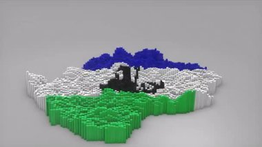 Lesotho ülke açılışı 3d çubuklarıyla haritayı oluşturan haberler, siyasi olaylar, spor tanıtımları ve sunumlar için yararlı olan Dalgalanan Bayrak Tasarımı.