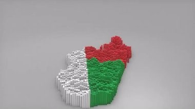 Madagaskar ülke açılışı 3d çubuklarıyla haritayı oluşturan haberler, politik olaylar, spor tanıtımları ve sunumlar için kullanışlı Dalgalanan Bayrak Tasarımı.