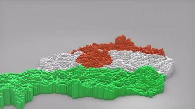 Nijer ülke açılışı 3d çubuklarıyla haritayı oluşturan Waving Flag Design haber, siyasi olaylar, spor tanıtımları ve sunumlar için kullanışlı.