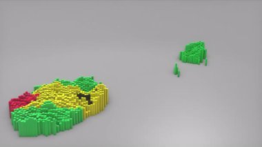 Fildişi Sahili ülke açılışı 3d çubuklarıyla haritayı oluşturan haberler, siyasi olaylar, spor tanıtımları ve sunumlar için kullanışlı Dalgalanan Bayrak Tasarımı.