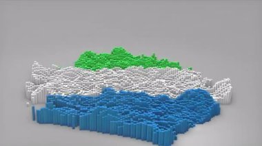Sierra Leone ülke açılışı 3d çubuklarıyla haritayı oluşturan haberler, siyasi olaylar, spor tanıtımları ve sunumlar için kullanışlı Dalgalanan Bayrak Tasarımı.
