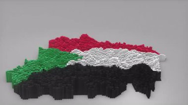 Sudan ülke açılışı 3d çubuklarıyla haritayı oluşturan haberler, siyasi olaylar, spor tanıtımları ve sunumlar için kullanışlı Waving Flag Design.