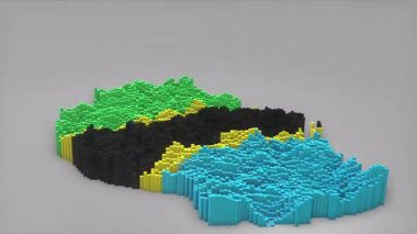 Tanzanya ülke açılışı 3d çubuklarıyla haritayı oluşturan haberler, siyasi olaylar, spor tanıtımları ve sunumlar için yararlı olan Dalgalanan Bayrak Tasarımı.