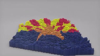 ABD 'nin Arizona Eyaleti girişi 3D çubuklarla haritayı oluşturan Waving Flag Design ile haberler, politik olaylar, spor tanıtımları ve sunumlar için kullanışlı.