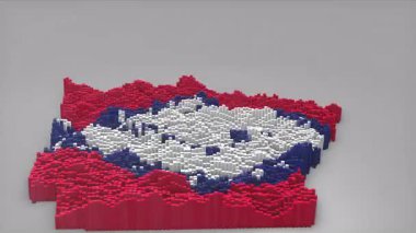 ABD 'nin Arkansas Eyaleti girişi 3 boyutlu çubuklarla haritayı oluşturan Sallanan Bayrak Tasarımı ile haberler, siyasi olaylar, spor tanıtımları ve sunumlar için kullanışlı.