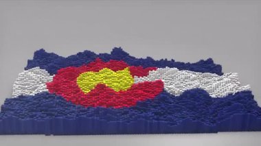 ABD 'nin Colorado Eyaleti girişi 3D çubuklarla haritayı oluşturan Waving Flag Design ile haberler, politik olaylar, spor tanıtımları ve sunumlar için kullanışlı.
