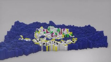 ABD 'nin Connecticut Eyaleti girişi 3D çubuklarla haritayı oluşturan Waving Flag Design ile haberler, politik olaylar, spor tanıtımları ve sunumlar için kullanışlı.