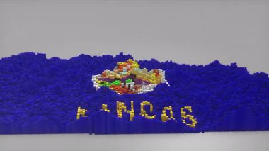 ABD 'nin Kansas Eyaleti giriş grubu 3D çubuklarla haritayı oluşturuyor. Waving Flag Design, haberler, politik olaylar, spor tanıtımları ve sunumlar için kullanışlı..