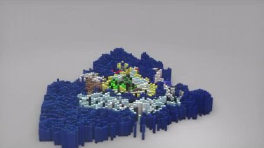 ABD 'nin Maine Eyaleti girişi 3d çubuklarla haritayı oluşturan Sallanan Bayrak Tasarımı ile haberler, siyasi olaylar, spor tanıtımları ve sunumlar için kullanışlı.