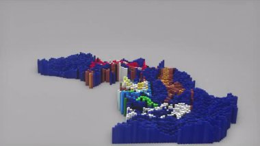 ABD 'nin Michigan Eyaleti girişi 3D çubuklarla haritayı oluşturan Waving Flag Design ile haberler, politik olaylar, spor tanıtımları ve sunumlar için kullanışlı.