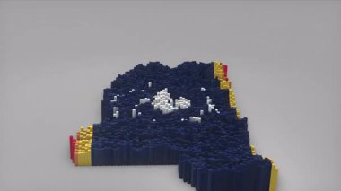 ABD 'nin Mississippi Eyaleti girişi 3D çubuklarla haritayı oluşturan Sallanan Bayrak Tasarımı ile haberler, politik olaylar, spor tanıtımları ve sunumlar için kullanışlı.