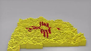 ABD 'nin New Mexico Eyaleti girişi 3D çubuklarla haritayı oluşturan Sallanan Bayrak Tasarımı ile haberler, politik olaylar, spor tanıtımları ve sunumlar için kullanışlı.