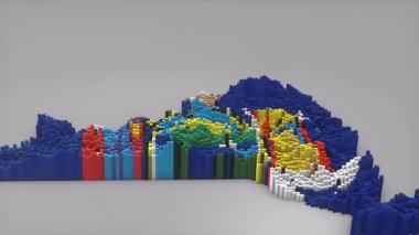 ABD 'nin New York Eyaleti girişi 3D çubuklarla haritayı oluşturan Sallanan Bayrak Tasarımı ile haberler, siyasi olaylar, spor tanıtımları ve sunumlar için kullanışlı.