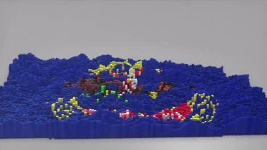 ABD 'nin Kuzey Dakota Eyaleti girişi 3D çubuklarla haritayı oluşturan haber, siyasi olaylar, spor tanıtımları ve sunumlar için kullanışlı Dalgalanan Bayrak Tasarımı.