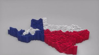 ABD 'nin Teksas Eyaleti girişi 3D çubuklarla haritayı oluşturan Waving Flag Design ile haberler, politik olaylar, spor tanıtımları ve sunumlar için kullanışlı.