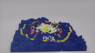 ABD 'nin Utah Eyaleti girişi 3 boyutlu çubuklarla haritayı oluşturan Sallanan Bayrak Tasarımı ile haberler, siyasi olaylar, spor tanıtımları ve sunumlar için kullanışlı.