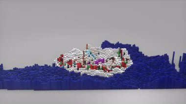 ABD 'nin Virginia Eyaleti girişi 3D çubuklarla haritayı oluşturan Waving Flag Design ile haberler, siyasi olaylar, spor tanıtımları ve sunumlar için kullanışlı.