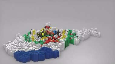 ABD 'nin Batı Virginia Eyaleti girişi 3D çubuklarla haritayı oluşturan Sallanan Bayrak Tasarımı ile haberler, siyasi olaylar, spor tanıtımları ve sunumlar için kullanışlı.