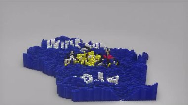 ABD 'nin Wisconsin Eyaleti girişi 3D çubuklarla haritayı oluşturan haber, siyasi olaylar, spor tanıtımları ve sunumlar için kullanışlı Dalgalanan Bayrak Tasarımı.