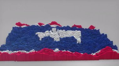 ABD 'nin Wyoming Eyaleti girişi 3D çubuklarla haritayı oluşturan haber, siyasi olaylar, spor tanıtımları ve sunumlar için kullanışlı Wyoming Bayrak Tasarımı.