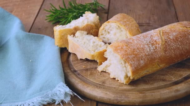 Olive Oil Dripping Ciabatta Bread Italian Food High Quality Fullhd — Vídeos de Stock