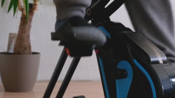 Leg Rehabilitation Stroke Man Trains His Legs Bicycle — Stock Video