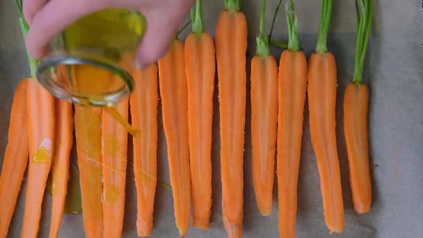 Подготовка Моркови Выпечке Высококачественные Fullhd Кадры — стоковое видео