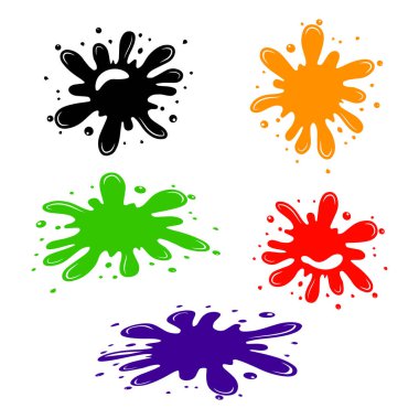 Paint splat collection. Paint and ink splashes set for your design. Isolated on white background. Vector illustration.