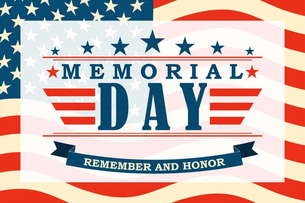 Memorial Day - Remember and Honor background. US Memorial Day celebration. American national holiday. Template with text with USA flag. Vector illustration.