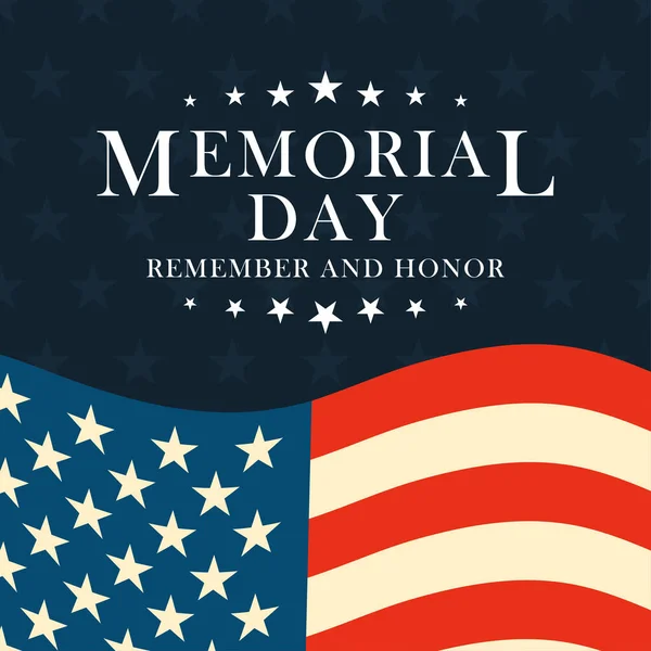 Memorial Day - Remember and Honor background. US Memorial Day celebration. American national holiday. Template with text and USA flag. Vector illustration.