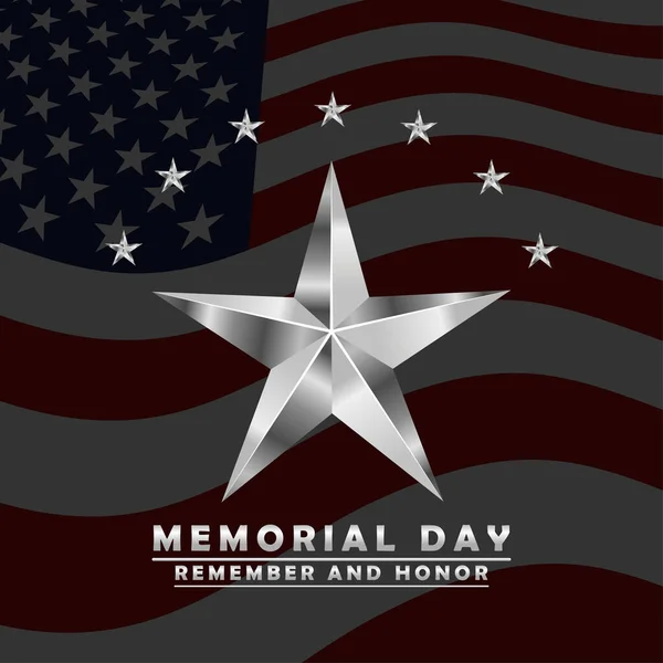 Memorial Day - Remember and Honor background. US Memorial Day celebration. American national holiday. Template design with text, stars and stripes. Vector illustration.