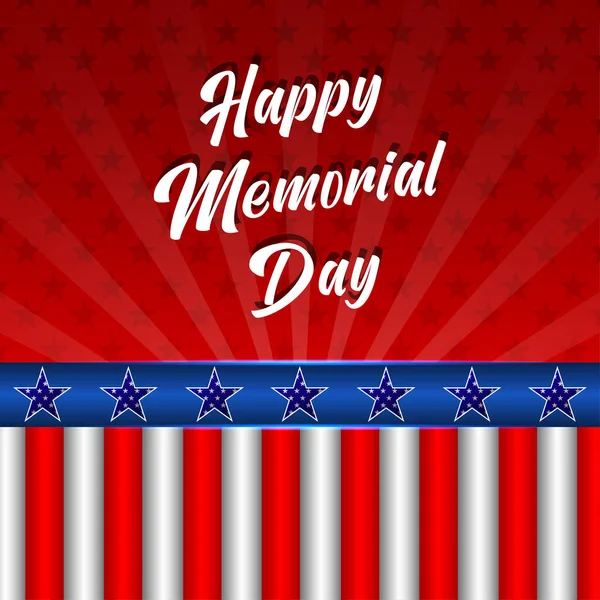 Happy Memorial Day background. US Memorial Day celebration. American national holiday. Template design with text, stars and stripes. Vector illustration.