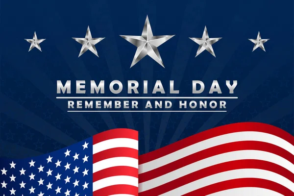 Memorial Day - Remember and Honor background. US Memorial Day celebration. American national holiday. Template design with text, stars and stripes. Vector illustration.